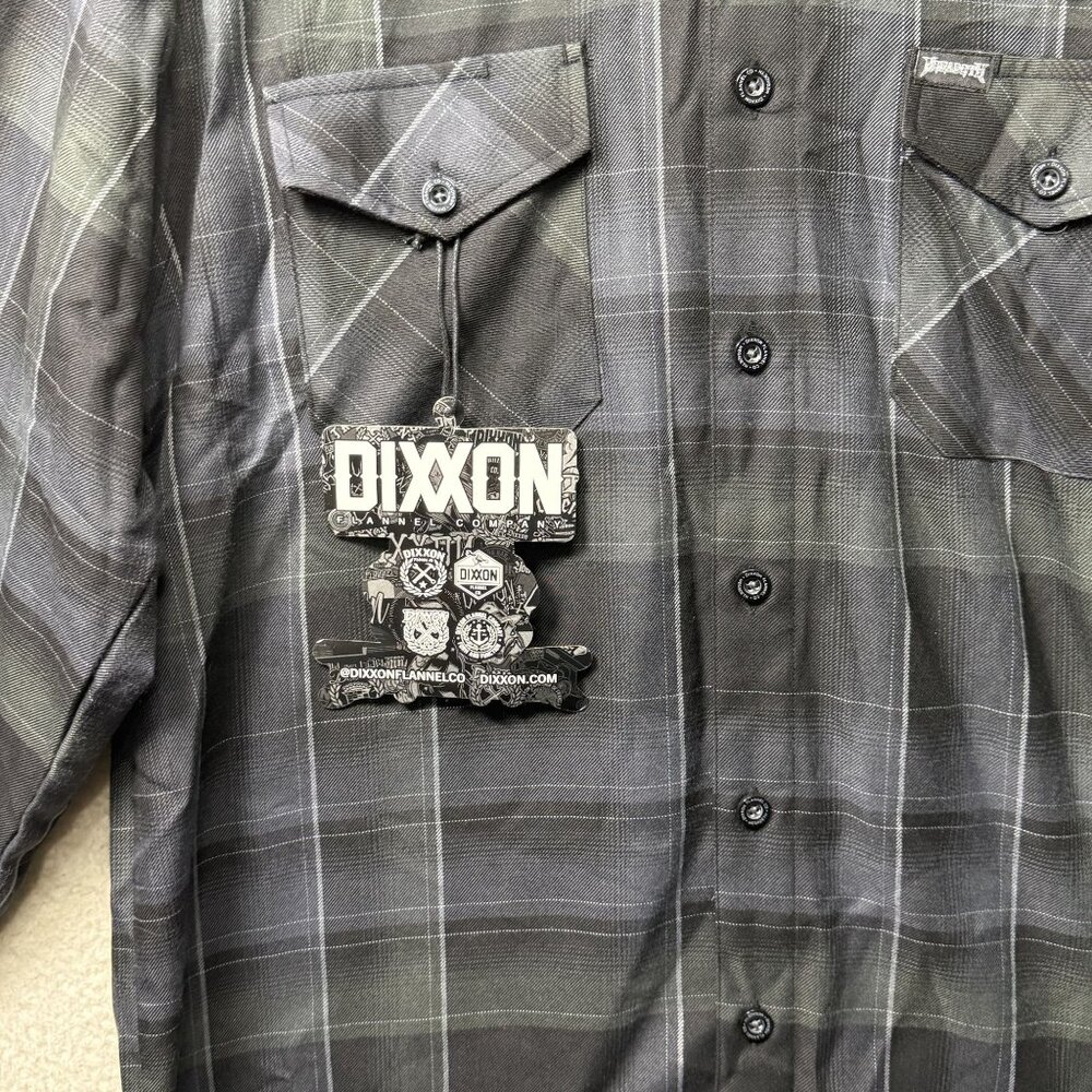 Dixxon Flannel Megadeth Black Gray Plaid Shirt Large NEW - Picture 3 of 9